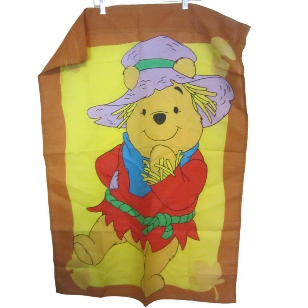 DISNEY Winnie The Pooh Fall Halloween Thanksgiving Scarecrow Flag 28X40